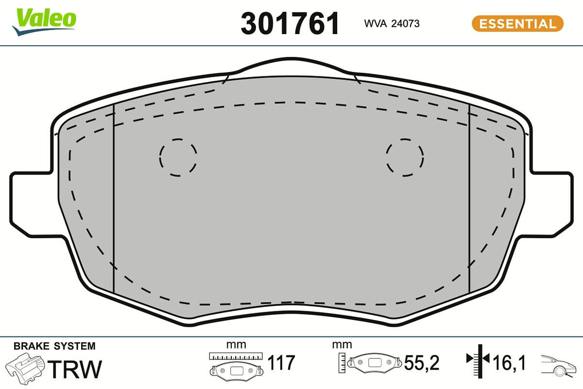 Jeu de 4 plaquettes de frein VALEO ref. 301761